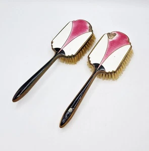 CEPILLOS DE PELO ART DECO ESMALTE GUILLOCHE c1930 a/f - Imagen 1 de 4