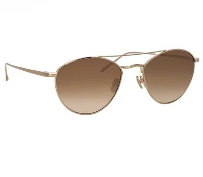 NWOT Linda Farrow Men’s 876 C7 Aviator Sunglasses in Light Gold - Image 1 of 4