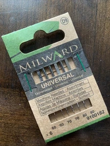 Sewing Machine Needles Universal Fine Assortment 6 Pieces Milward Green Haberdas - Picture 1 of 5