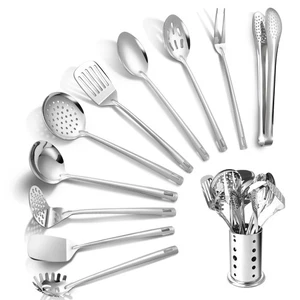Kitchen Utensils Set, 11pcs Stainless Steel Cooking Utensils Set with Holder,... - Picture 1 of 7