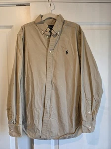 Ralph Lauren Kids Blake Beige Button Down Collar Sz Large 14-16 - Picture 1 of 7