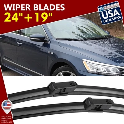 1 par de escobillas de lluvia limpiaparabrisas de bloqueo superior de 24""+19"" para Volkswagen CC 2013-2017 2,0/3,6 L Foto 1 de 4