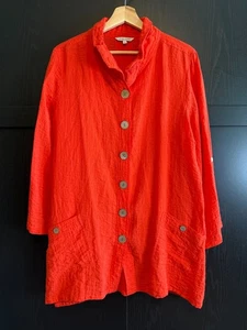 John Mark Tunika-Bluse mit Knopfleiste Leinenmischung Kragen große 3/4 Arm Lagenlook - Bild 1 von 8