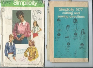 S 9177 sewing pattern 70's chic BLOUSE "dog ear" pointed collars sew FUN size 16 - Picture 1 of 1