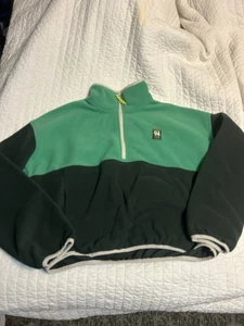 Old Navy Active Pile Dinamico Donna ColorblockQtr Zip Frnt MedPkt Crop - Foto 1 di 7