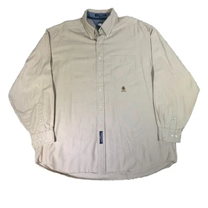 Camisa Oxford Tommy Hilfiger Beige Vintage 17.5 34/35 Logo Abotonada Años 90 - Imagen 1 de 8