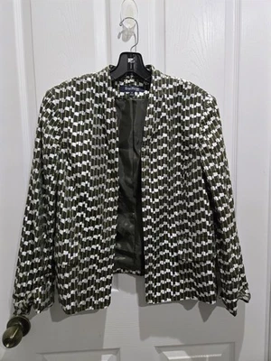 Evan-Picone Black Label Olive Green fully lined blazer Womens 14P - Image 1 of 4