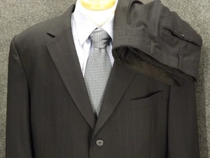 Tuta Jos A Bank 46L nera lana gessata 38x30,5 pantaloni pieghe 3 bottoni 2 pezzi - Foto 1 di 12