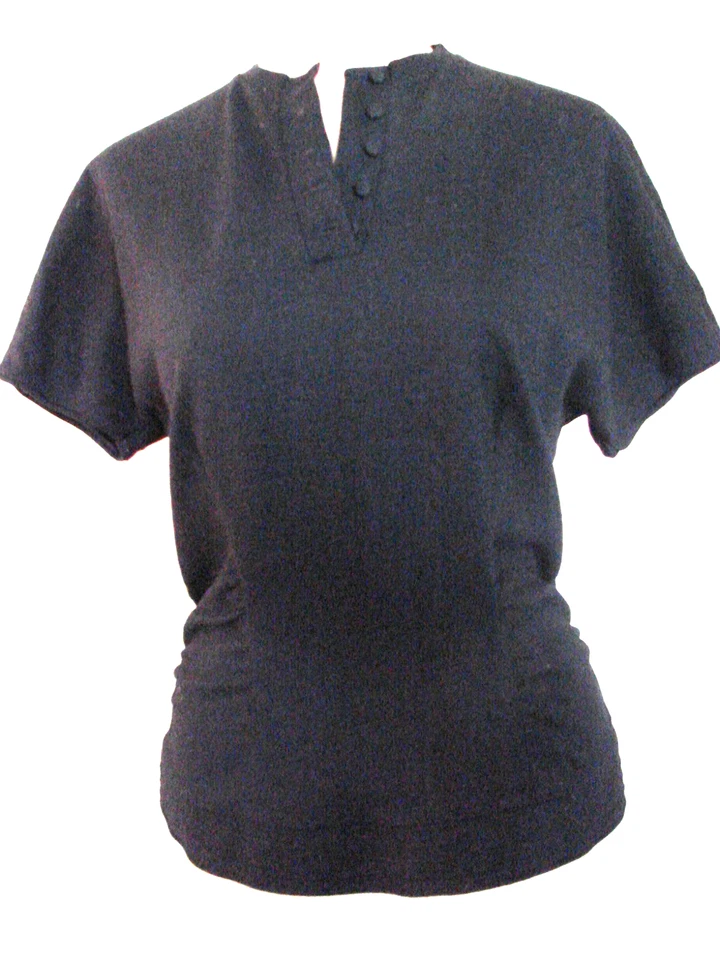 Vintage 40s Wool Knit Top M Black RUCHING Koret of California Buttons sweater - Image 1 of 4