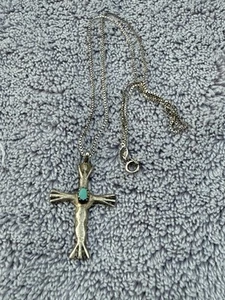 VINTAGE OLD PAWN TÜRKIS STERLINGSILBER INDIANERKREUZ ANHÄNGER - Bild 1 von 9