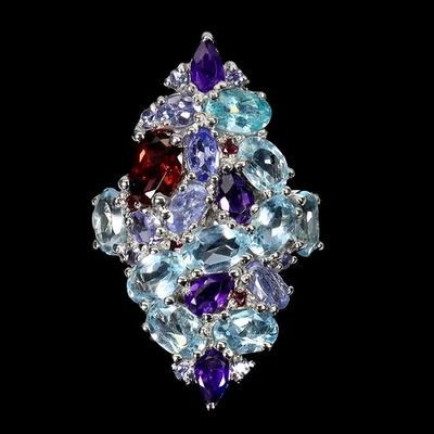 925 Sterling Silver Ring Oval Mozambique Amethyst Topaz Gemstone Jewelry Sz 8.5 - Image 1 of 4