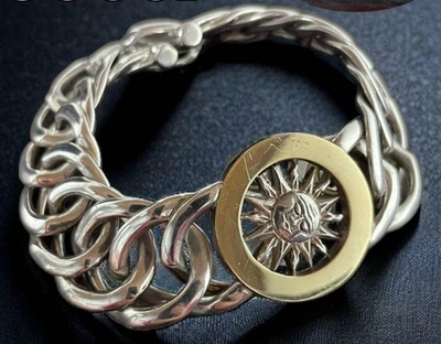 Gucci Sun Motif Chain Bracelet Sterling Silver and 18K Yellow Gold 7.48 inches - Image 1 of 4