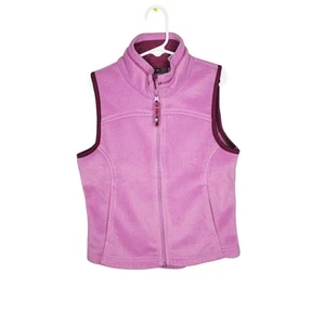 REI Fleece Full-Zip Girls Vest Medium 8-10 Y2K Accents Purple Collar Winter - Picture 1 of 10