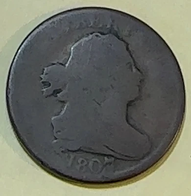 1807 Draped Bust Half Cent Nice Original Good Great Brown Planchet CHRC - Image 1 of 2