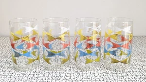 50s 60s Vintage Retro Kitsch Abstract Drinking Glasses Tumblers Chubbies MCM - Picture 1 of 7