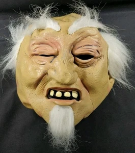 PMG Paper Magic Group 2004 Halloween Mask White Fuzzy Hair Old Wizard Man - Picture 1 of 8