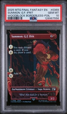 PSA 10 SUMMON: G.F. IFRIT WOODBLOCK BORDERLESS FOIL #0369 2025 MTG FINAL FANTASY - Image 1 of 2