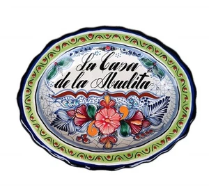Talavera Mexikanische Keramik Oval Teller La Casa De Abuelita Omas Haus Platte - Bild 1 von 9