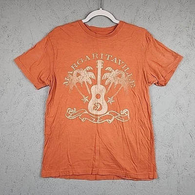Camisa Margaritaville Para Hombres Guitarra Gráfica Naranja Mediana Beach Island Palm Tree  Foto 1 de 4