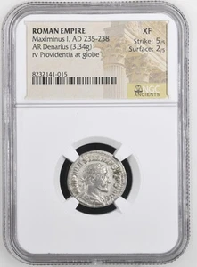 AD 235-238 Roman Empire AD 235-238 AR Denarius Maximinus I NGC Ancients XF rv Pr - Picture 1 of 2