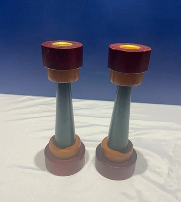 Candelabros de madera pintados monokel IKEA vintage Foto 1 de 4