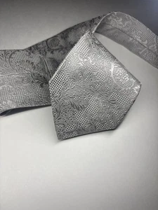 Corbata abstracta plateada de diseñador ZEGNA para hombre con corbata de diseñador floral” - Imagen 1 de 9