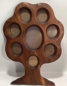 VTG Family Tree Shaped Picture Frame Solid Wood Mahogany 8 Spaces 15.5" X 11" - Picture 1 of 8