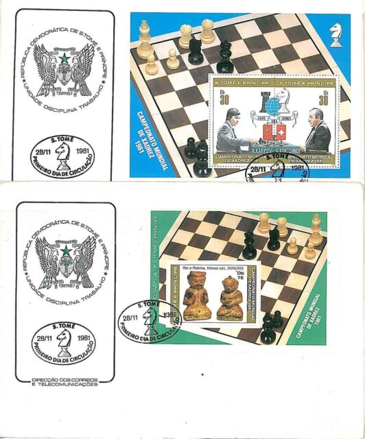 St Thomas & Prince 1981 World Chess Championships Used (618-624