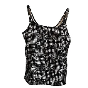 TRIMSHAPER TANKINI SWIM TOP Plus Size 24W BLACK & WHITE ANIMAL PRINT NWT - Picture 1 of 12