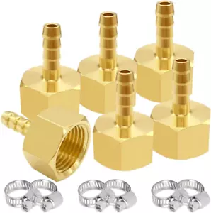 6PCS Brass Hose Barb Fittings 1/2" NPT Female to 1/4" Barb Adapter Connector ... - Picture 1 of 6