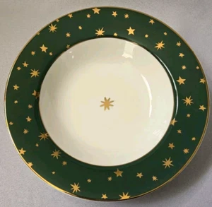 SET OF 4 SAKURA GALAXY GREEN RIMMED SOUP CEREAL BOWLS 8 5/8" - Picture 1 of 3