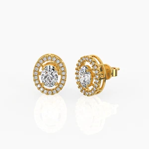 Oval Cut Moissanite 18k Starburst Stud Earrings | AAA+ Quality | Gold Plated - Picture 1 of 20