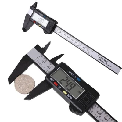 6" 150mm Carbon Fiber Electronic Digital Vernier Caliper Micrometer Gauge LCD - Image 1 of 4