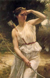 Dream-art Oil painting Guillaume Seignac Diana hunting bow and arrow landscape !
