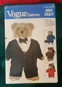 Vintage Vogue Craft Pattern: 9093, Clothes for 23" Bear; By Linda Carr Uncut - Picture 1 of 5