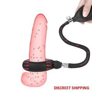 Inflatable Penis Ring Pump Male Enhancer Ejaculation Delay Cock Ring Erection - Picture 1 of 10