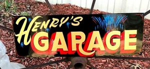 Vintage YOUR NAME HERE Garage Painted HOT RAT ROD SHOP SIGN Pinstriped Wall Art  - Picture 1 of 3