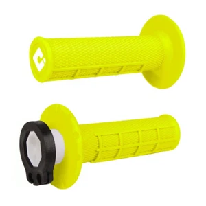Odi V2 Half Waffle MX Lock-On Grips Fluorescent Yellow For Kawasaki KLX110 2002 - Picture 1 of 2