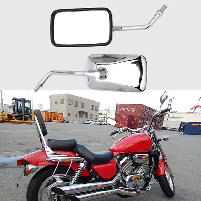 Chrome Motorcycle Rectangle Side Mirrors For Honda Magna 250 VF 750C 500C 1000C Foto 1 de 4