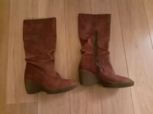 clarks knee high wedge boots