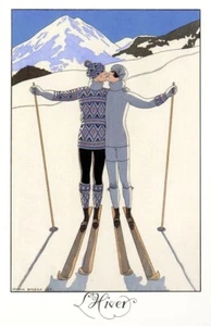 Kissing Ski, Vintage Sophie, Wall Art Print Poster 14" x 11" 2014 - Picture 1 of 1