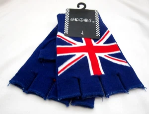 British UK England Red White Blue Flag Winter Knitted Fingerless Gloves-New! - Picture 1 of 1