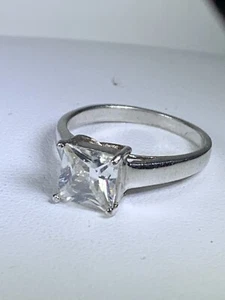 Designer Signed NF Sterling Silver Engagement CZ Ring Size 7.5 ~ 3 Grams - Picture 1 of 5