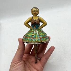 Blech Litho Spielzeug Marx Ballerina Spinnfigur Spielzeug Ballett Mädchen Vintage Sammlerstück - Bild 1 von 14
