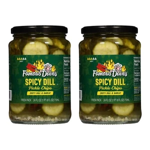 (2 Pack) Famous Dave's Spicy Dill Pickle Chips, 24 Ounce Jar - Picture 1 of 1