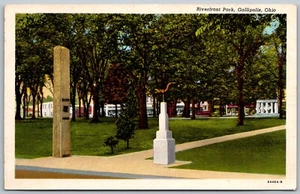 Postal de Gallipolis Ohio años 30 Riverfront Park - Imagen 1 de 2