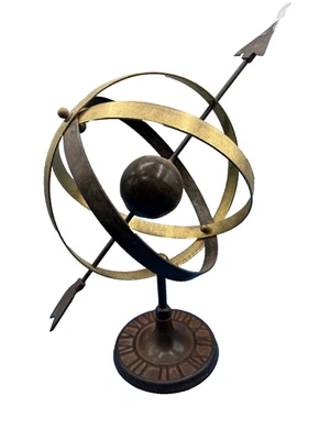 Esfera Armilar Globo de Latón Vintage Decoración del Hogar 12" Alto x 8” Ancho ~ 5” Base Foto 1 de 4