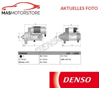 MOTOR ANLASSER STARTER DENSO DSN920 P FÜR TOYOTA AVENSIS,COROLLA 1.8L,1.6L - Image 1 of 4