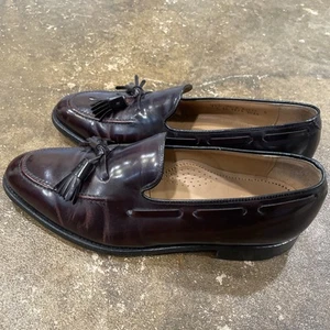 Johnston Murphy Men Dress Shoes Size 11 Burgundy Leather Tassel Loafers Red - Picture 1 of 10