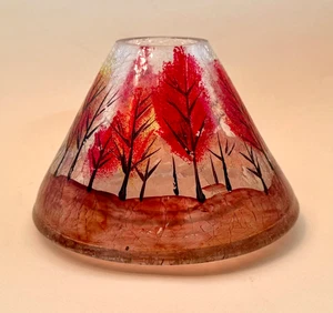 Crackle Glas mittel Kerzenglas Schirm Topper mit Orangenbäumen im Wald - Bild 1 von 4